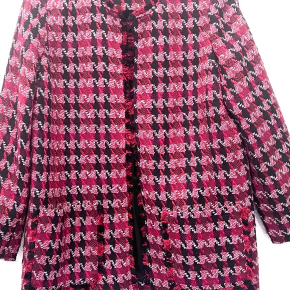 Chico's Houndstooth Tweed Open-Front Jacket M - Picture 5 of 10